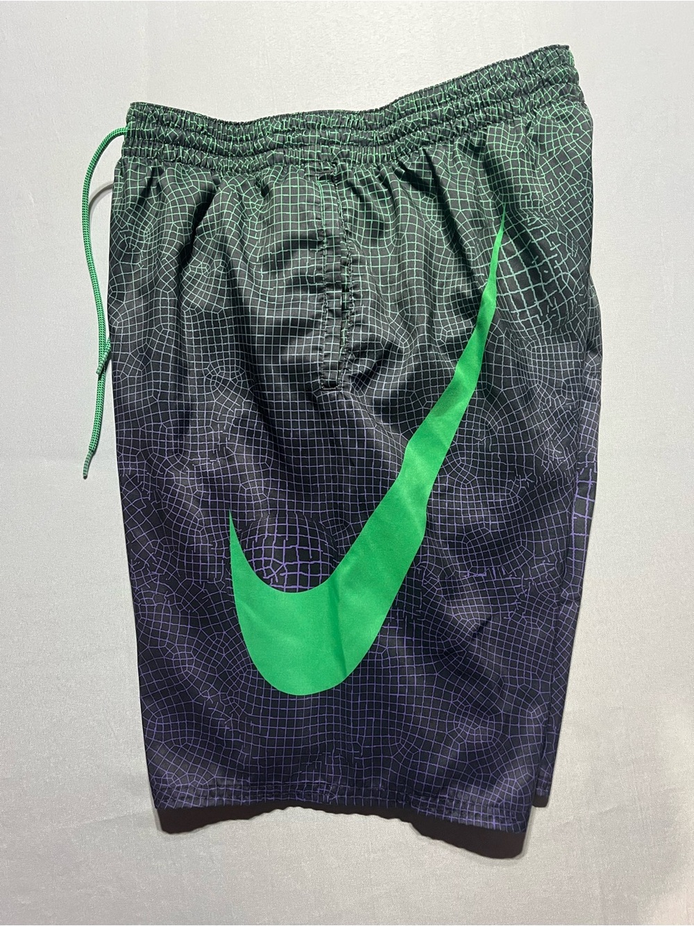 Nike Mens Medium Green/Purple Gradient Swoosh Lined Drawstring Waist Swim Shorts